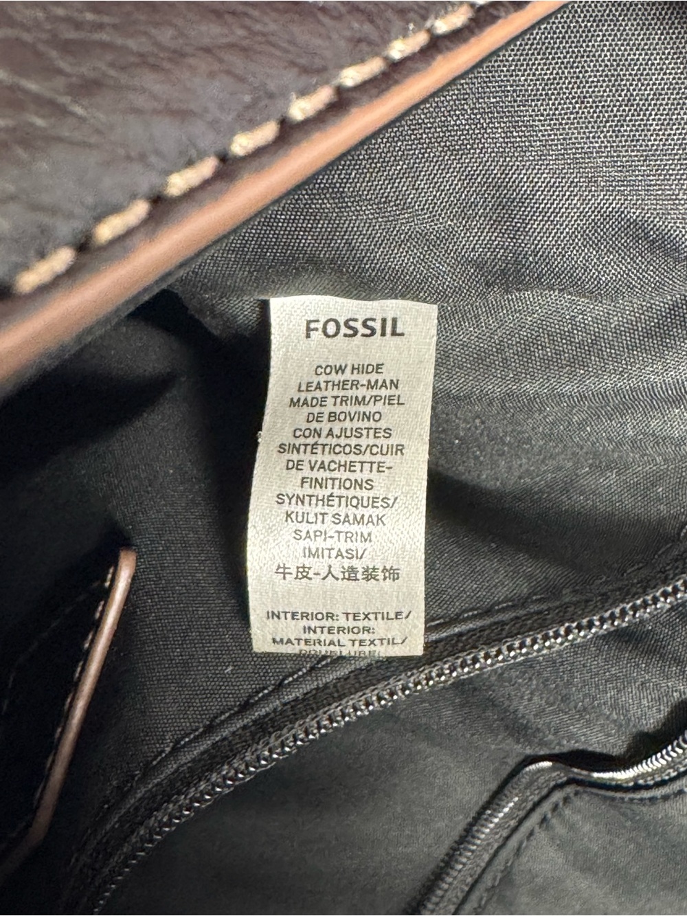 Fossil Black Leather Crossbody with Brown Trim - Picture 5 of 15